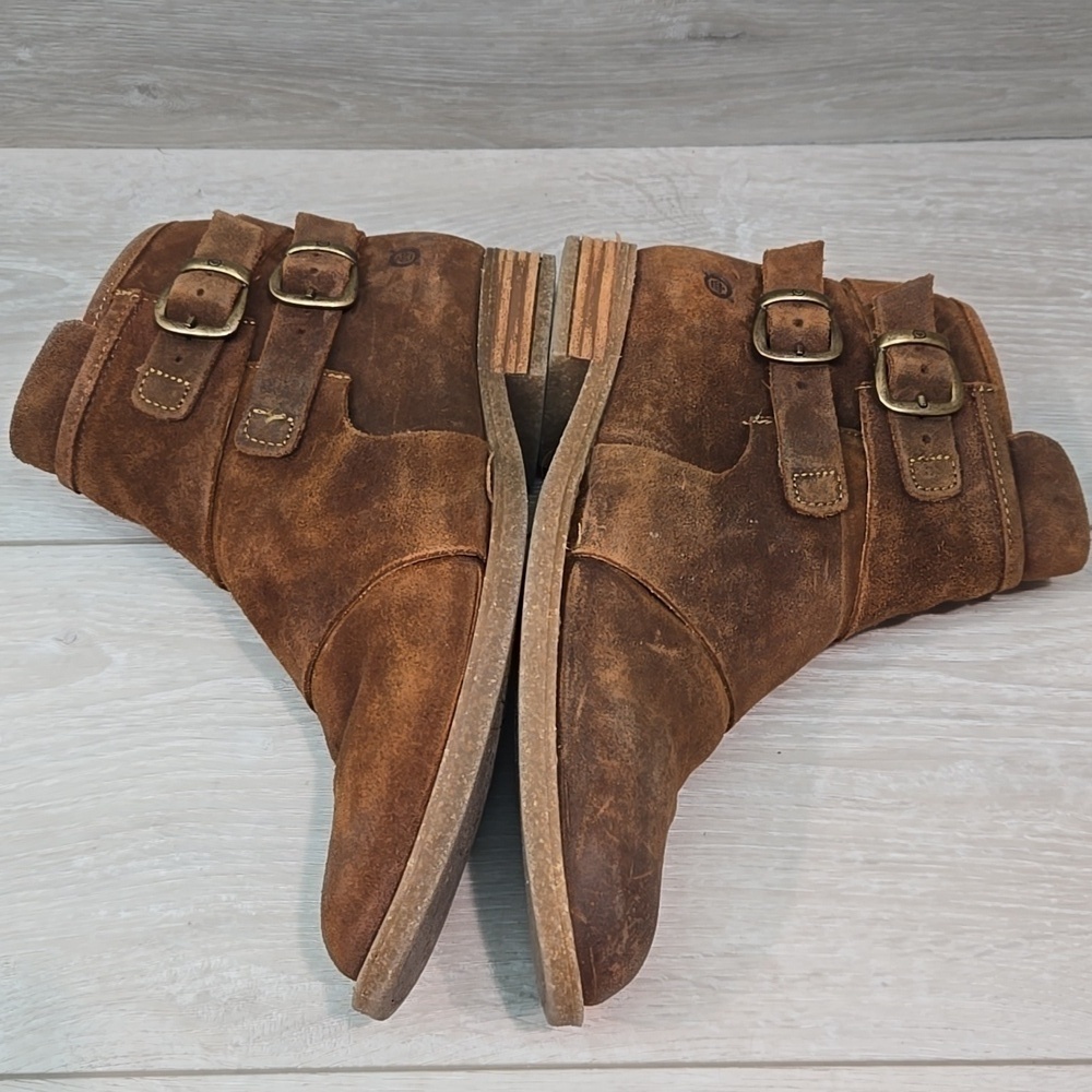Born Women Ankle Leather Moto Buckle Boots Shoes Sz 8.5 - Picture 12 of 13